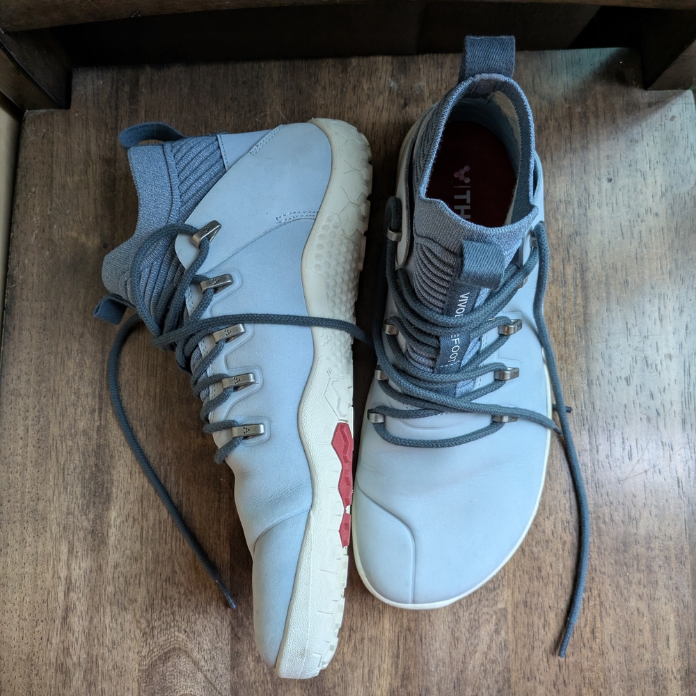 Vivo barefoot Gray and Red Sneakers Minimalist Design